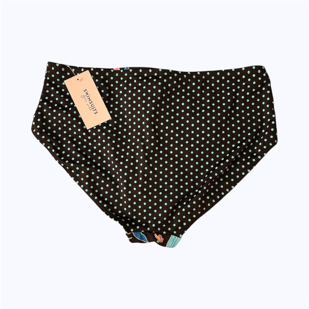 NWT Swimsuits For All Black and Polka Dot Floral Bikini Bottom Plus Size 18 - Picture 3 of 4